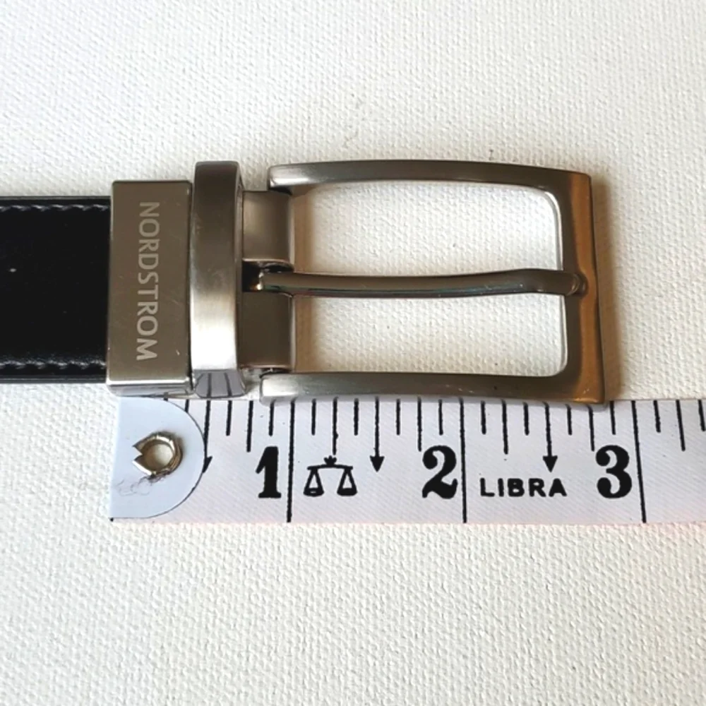 NORDSTROM Youth Reversible Black Brown Belt Silvertone Buckle Size 28